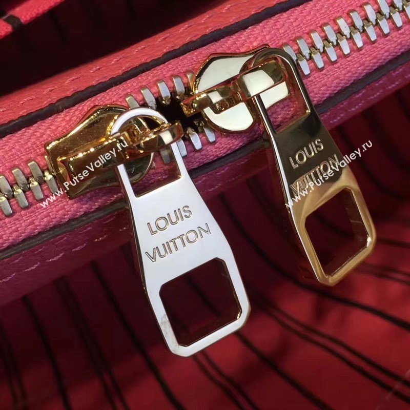 LV Louis Vuitton Montaigne Handbag Monogram Real Leather Tote Bag Pink M41048 6786