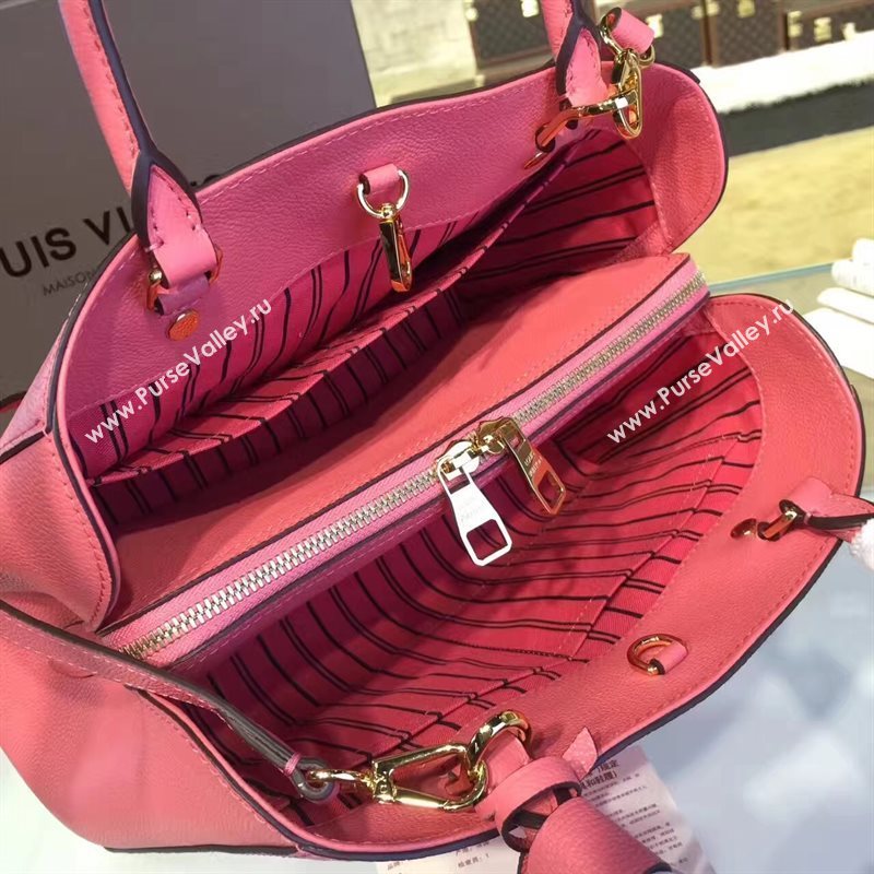 LV Louis Vuitton Montaigne Handbag Monogram Real Leather Tote Bag Pink M41048 6786