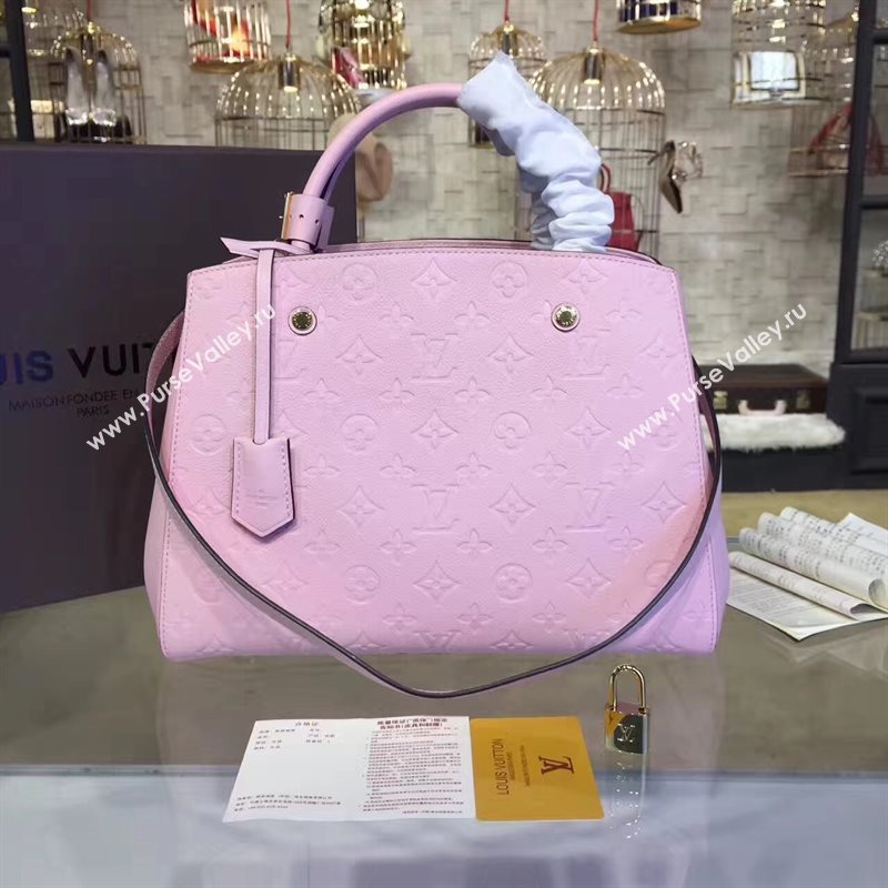 LV Louis Vuitton Montaigne Handbag Monogram Real Leather Tote Bag Light Pink M41048 6787