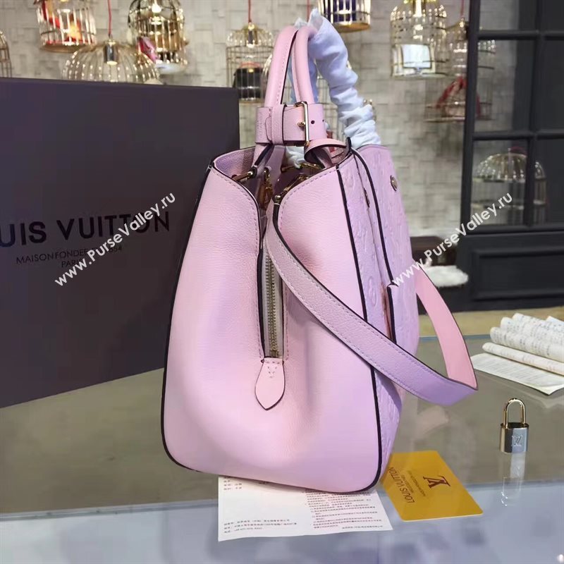 LV Louis Vuitton Montaigne Handbag Monogram Real Leather Tote Bag Light Pink M41048 6787