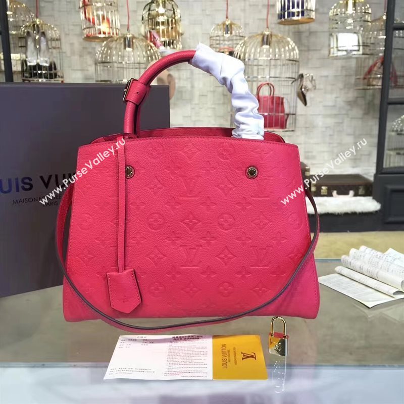 LV Louis Vuitton Montaigne Handbag Monogram Real Leather Tote Bag Rose M41048 6788