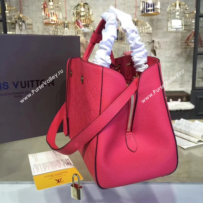 LV Louis Vuitton Montaigne Handbag Monogram Real Leather Tote Bag Rose M41048 6788