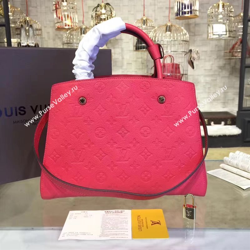 LV Louis Vuitton Montaigne Handbag Monogram Real Leather Tote Bag Rose M41048 6788