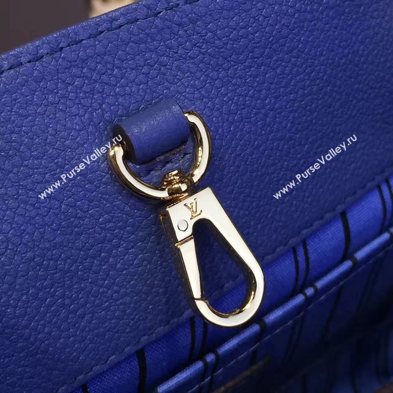 LV Louis Vuitton Montaigne Handbag Monogram Real Leather Tote Bag Blue M41048 6789