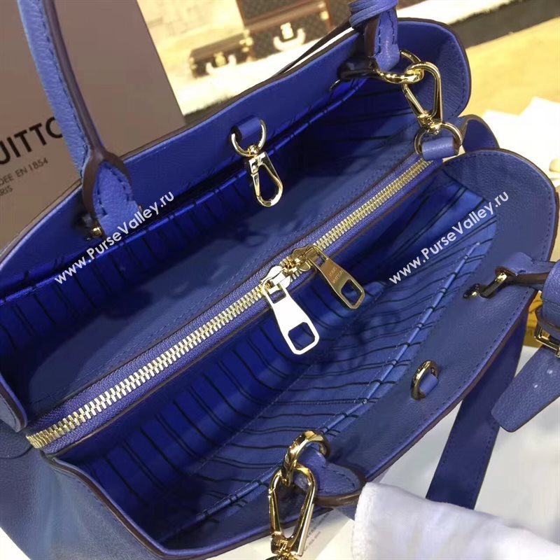 LV Louis Vuitton Montaigne Handbag Monogram Real Leather Tote Bag Blue M41048 6789