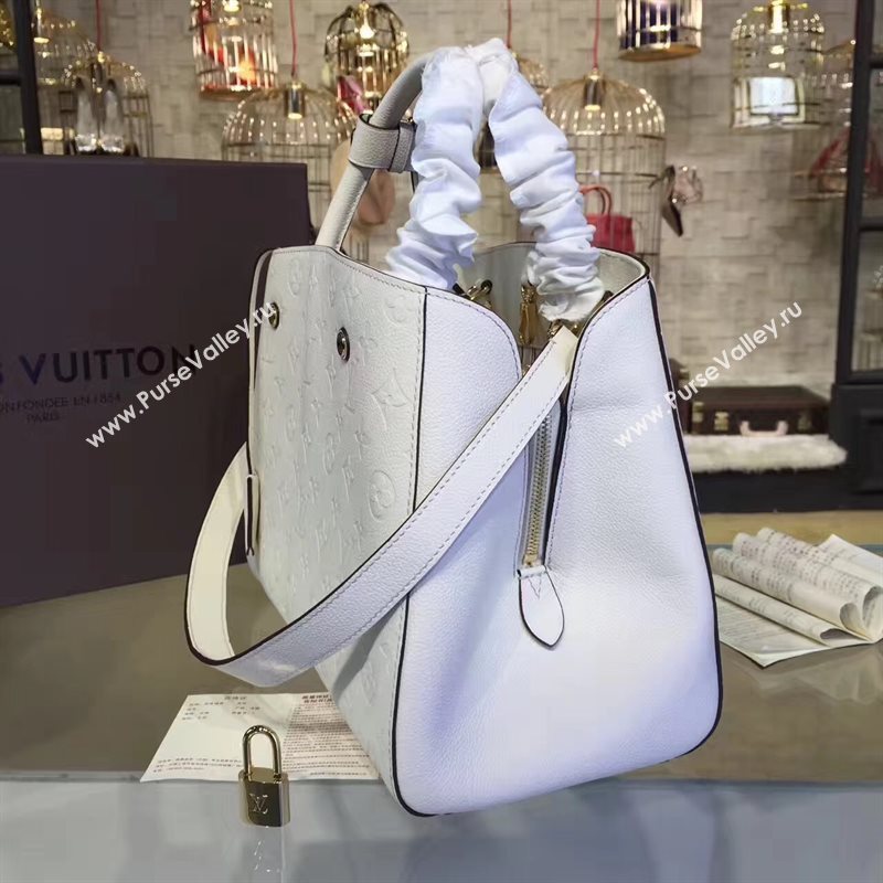 LV Louis Vuitton Montaigne Handbag Monogram Real Leather Tote Bag White M44061 6790