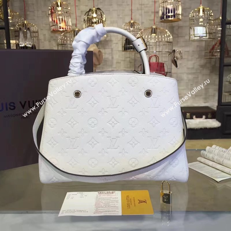 LV Louis Vuitton Montaigne Handbag Monogram Real Leather Tote Bag White M44061 6790