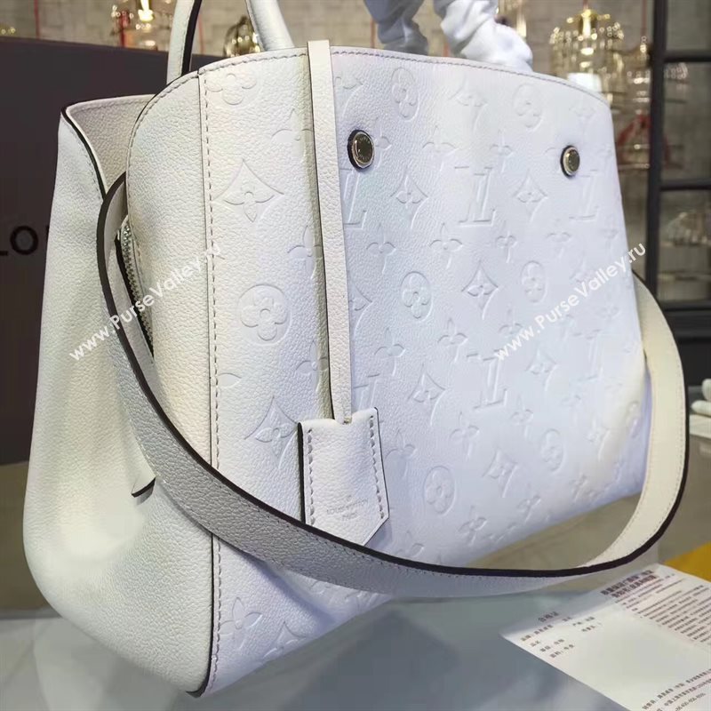 LV Louis Vuitton Montaigne Handbag Monogram Real Leather Tote Bag White M44061 6790