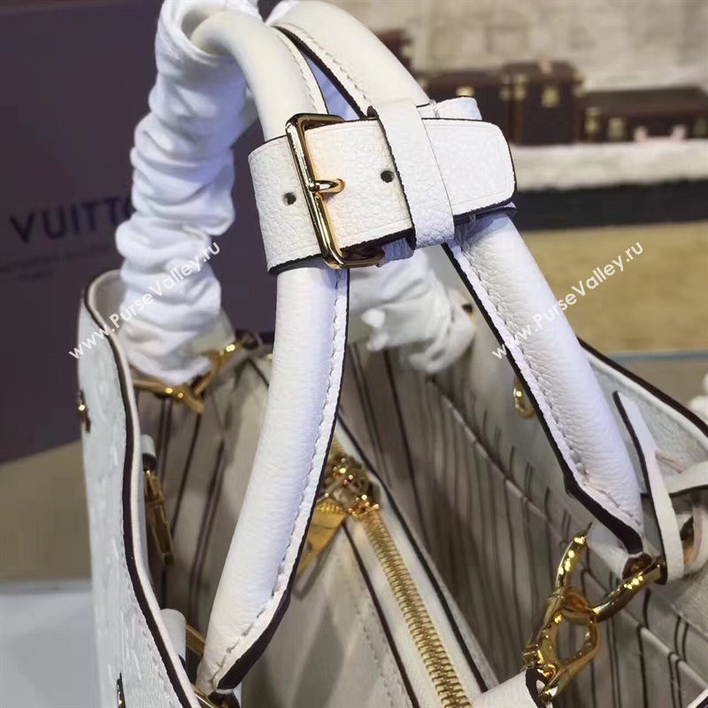 LV Louis Vuitton Montaigne Handbag Monogram Real Leather Tote Bag White M44061 6790