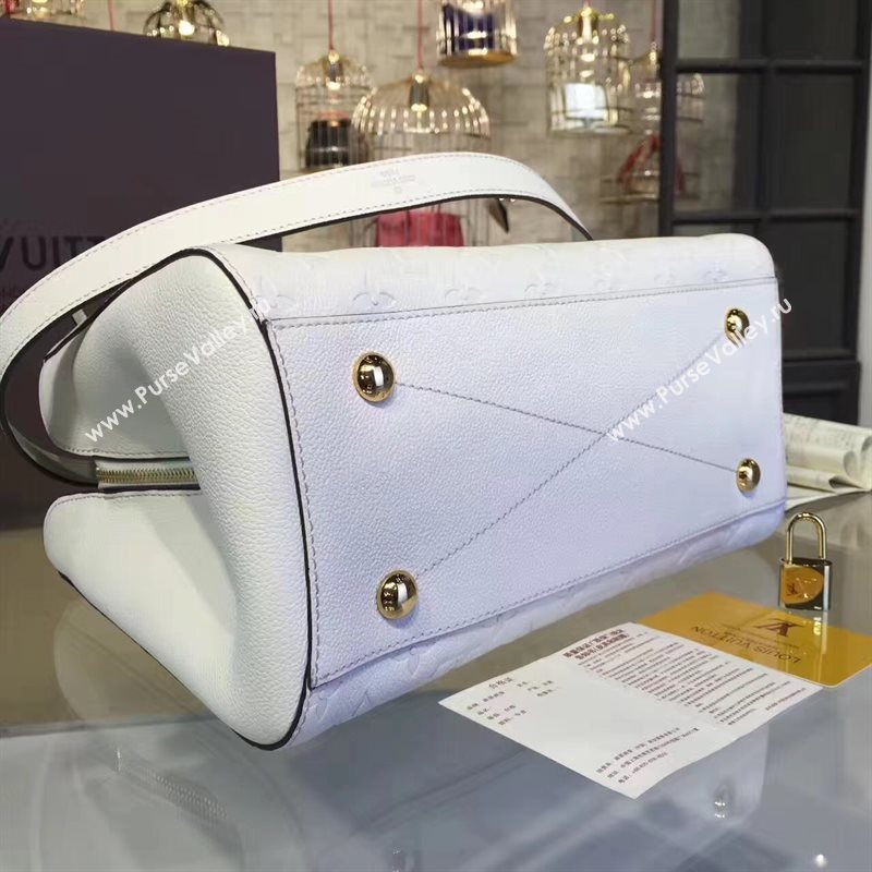 LV Louis Vuitton Montaigne Handbag Monogram Real Leather Tote Bag White M44061 6790