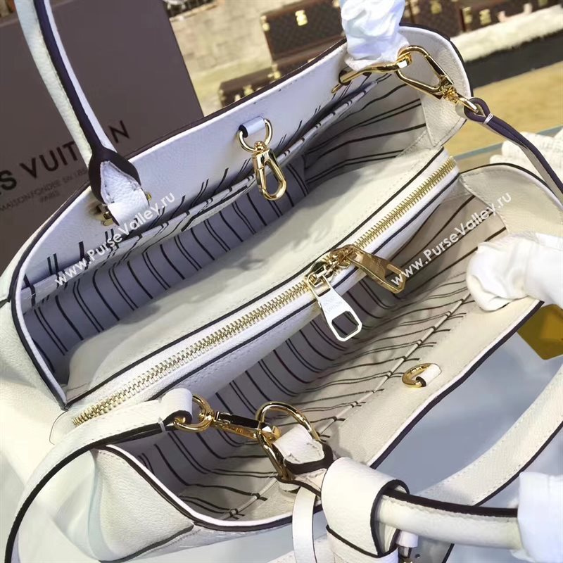 LV Louis Vuitton Montaigne Handbag Monogram Real Leather Tote Bag White M44061 6790