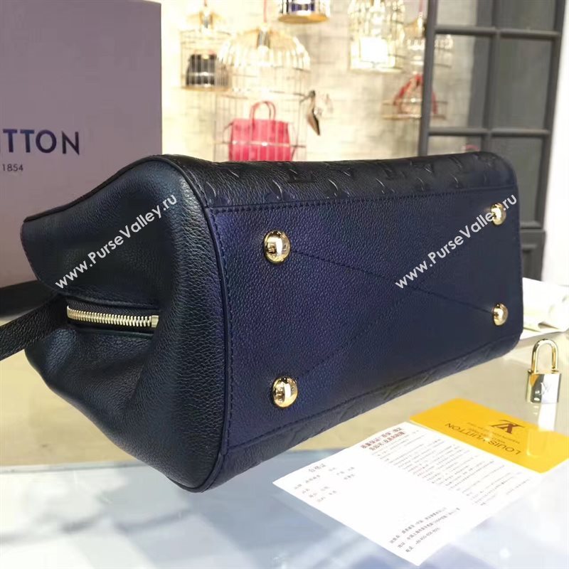 LV Louis Vuitton Montaigne Handbag Monogram Real Leather Tote Bag Black M41048 6791