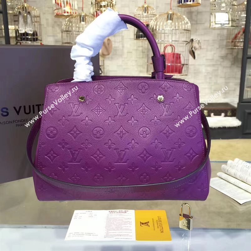 LV Louis Vuitton Montaigne Handbag Monogram Real Leather Tote Bag Violet M41048 6792