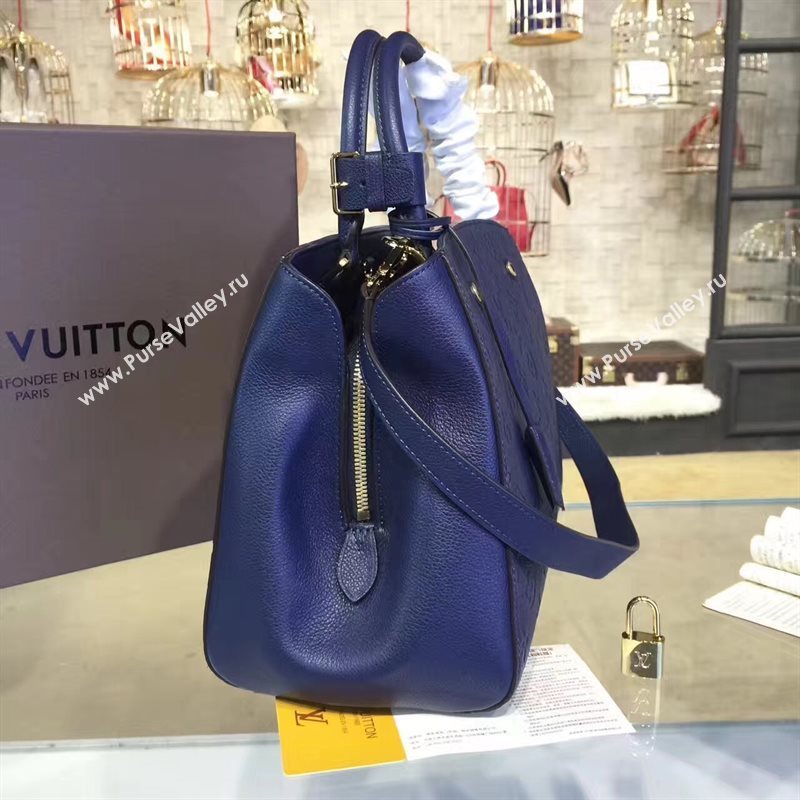 LV Louis Vuitton Montaigne Handbag Monogram Leather Tote Bag Dark Blue M41048 6793
