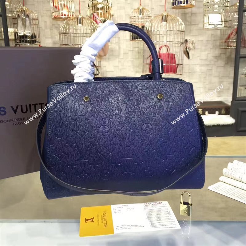 LV Louis Vuitton Montaigne Handbag Monogram Leather Tote Bag Dark Blue M41048 6793