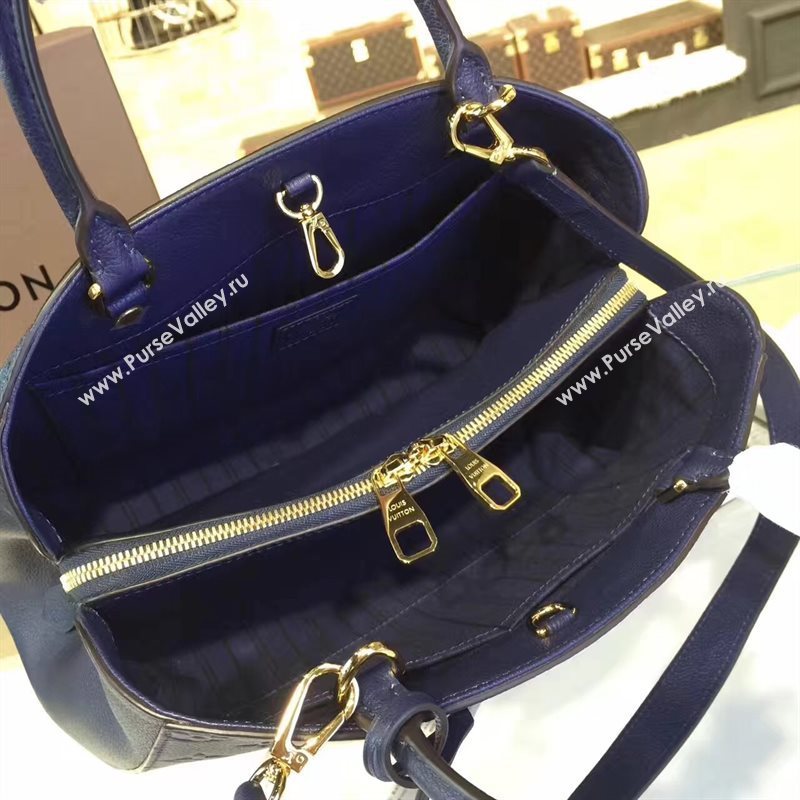 LV Louis Vuitton Montaigne Handbag Monogram Leather Tote Bag Dark Blue M41048 6793