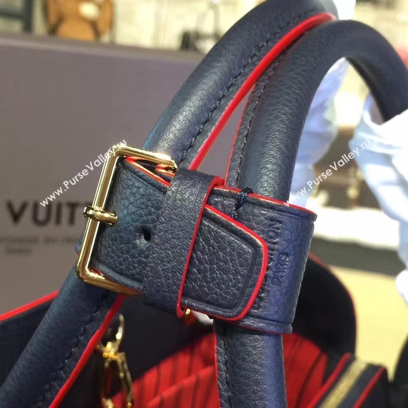 LV Louis Vuitton Montaigne Handbag Monogram Leather Tote Bag Navy M42746 6795