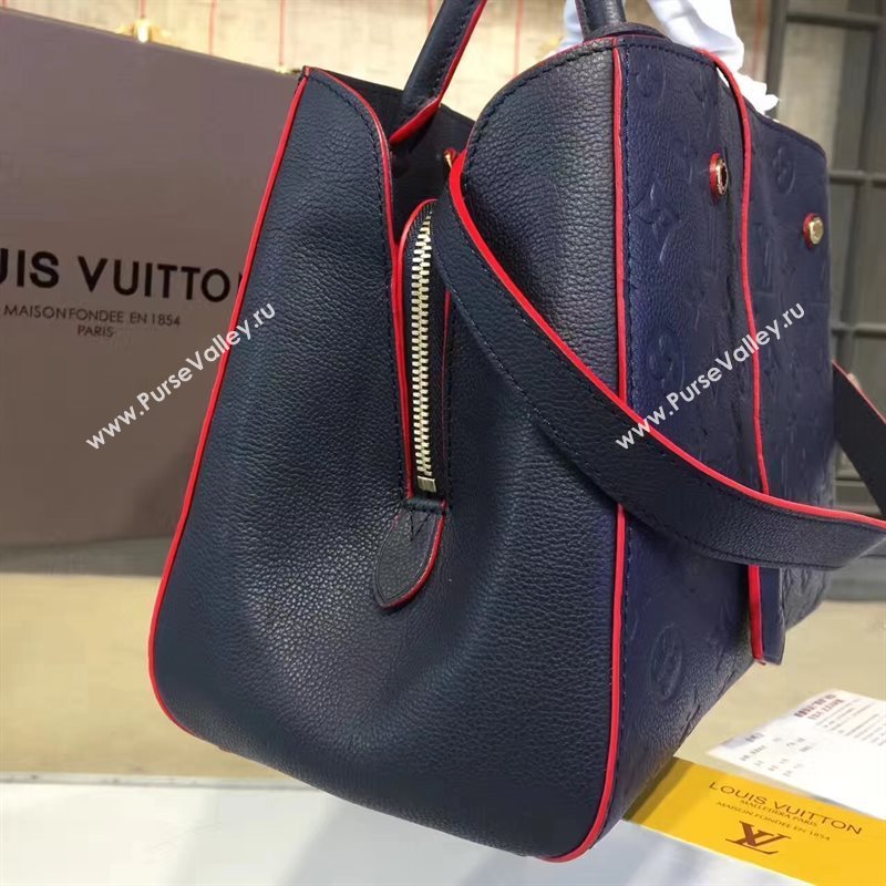 LV Louis Vuitton Montaigne Handbag Monogram Leather Tote Bag Navy M42746 6795
