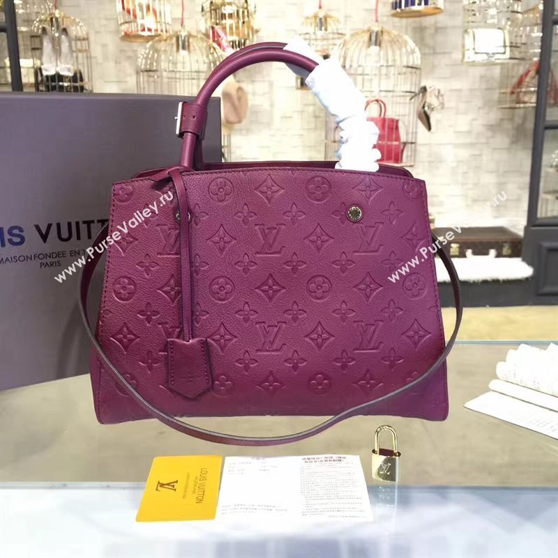 LV Louis Vuitton Montaigne Handbag Monogram Leather Tote Bag Maroon M43258 6796