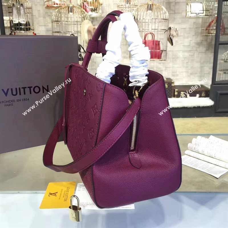 LV Louis Vuitton Montaigne Handbag Monogram Leather Tote Bag Maroon M43258 6796