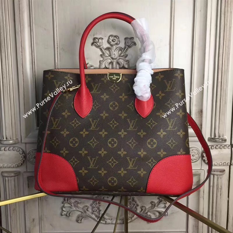 LV Louis Vuitton Flandrin Tote Handbag Monogram Leather Bag Red M41596 6798