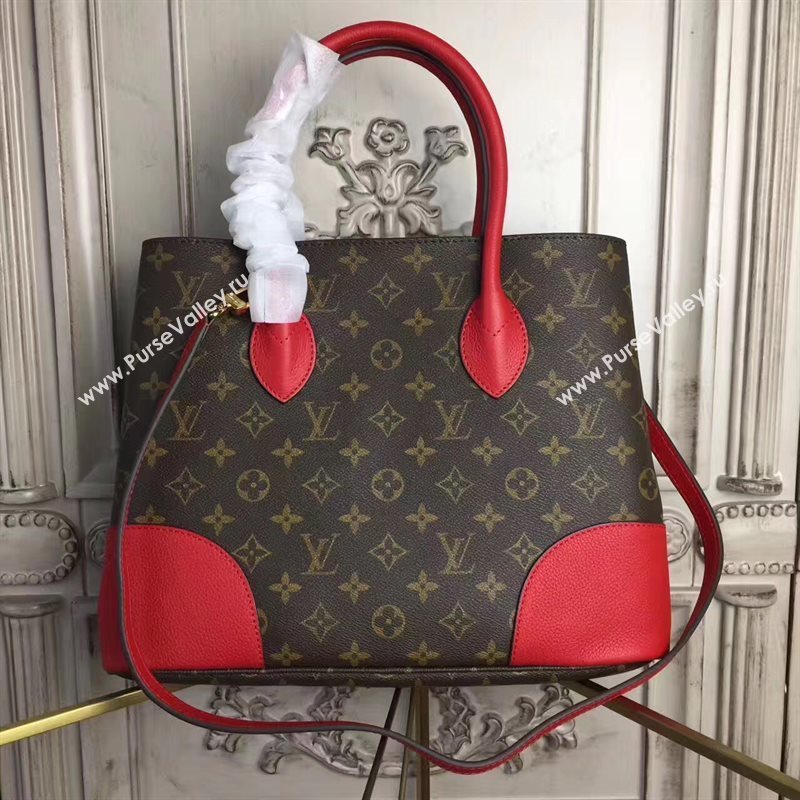 LV Louis Vuitton Flandrin Tote Handbag Monogram Leather Bag Red M41596 6798