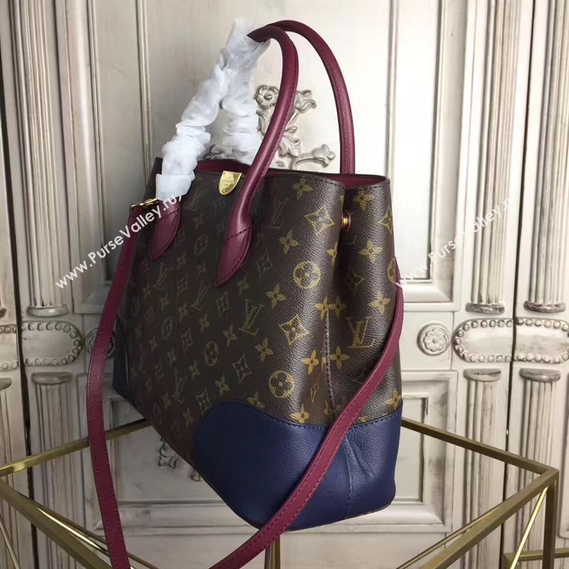 LV Louis Vuitton Flandrin Tote Handbag Monogram Leather Bag Navy M41595 6799