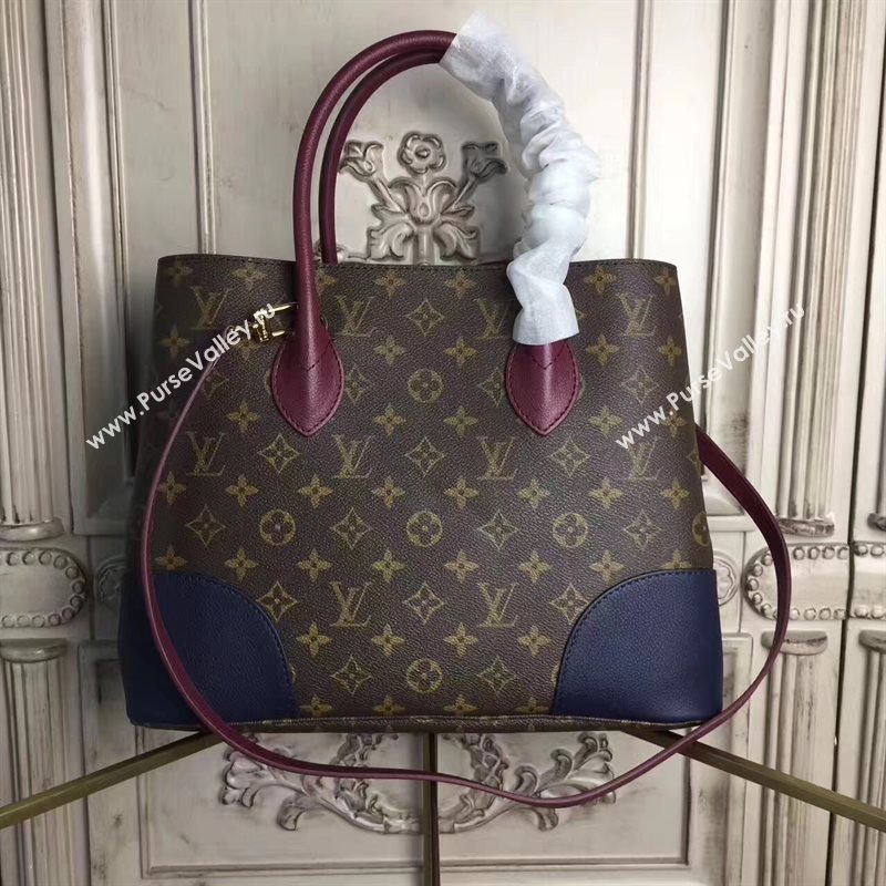 LV Louis Vuitton Flandrin Tote Handbag Monogram Leather Bag Navy M41595 6799