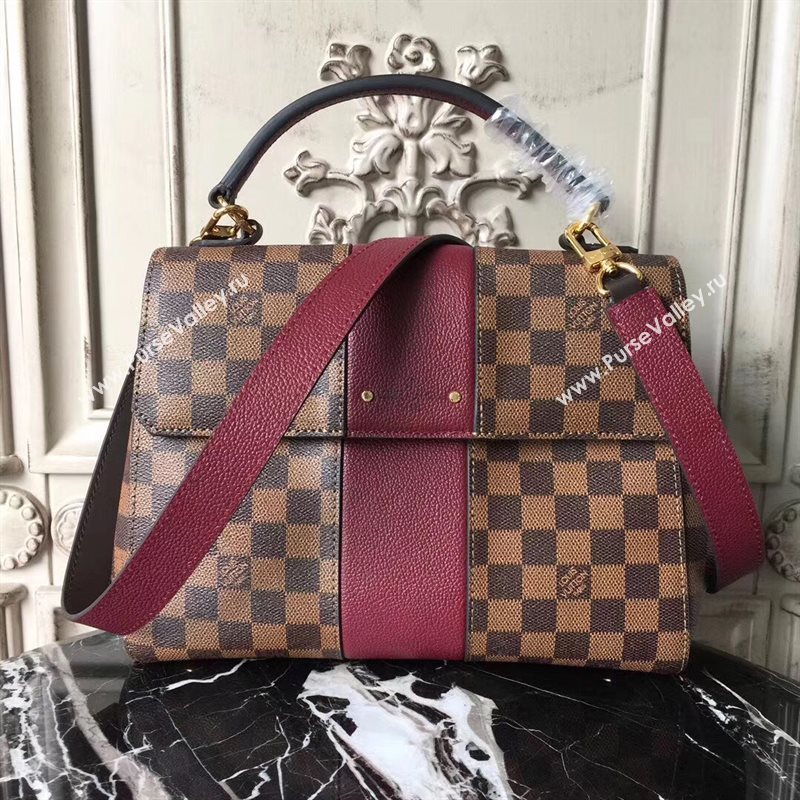 N64416 LV Louis Vuitton Damier Bond Street Bag Real Leather Handbag Maroon 6701