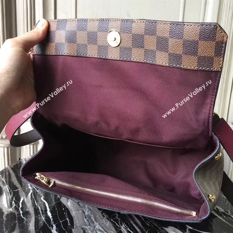 N64416 LV Louis Vuitton Damier Bond Street Bag Real Leather Handbag Maroon 6701