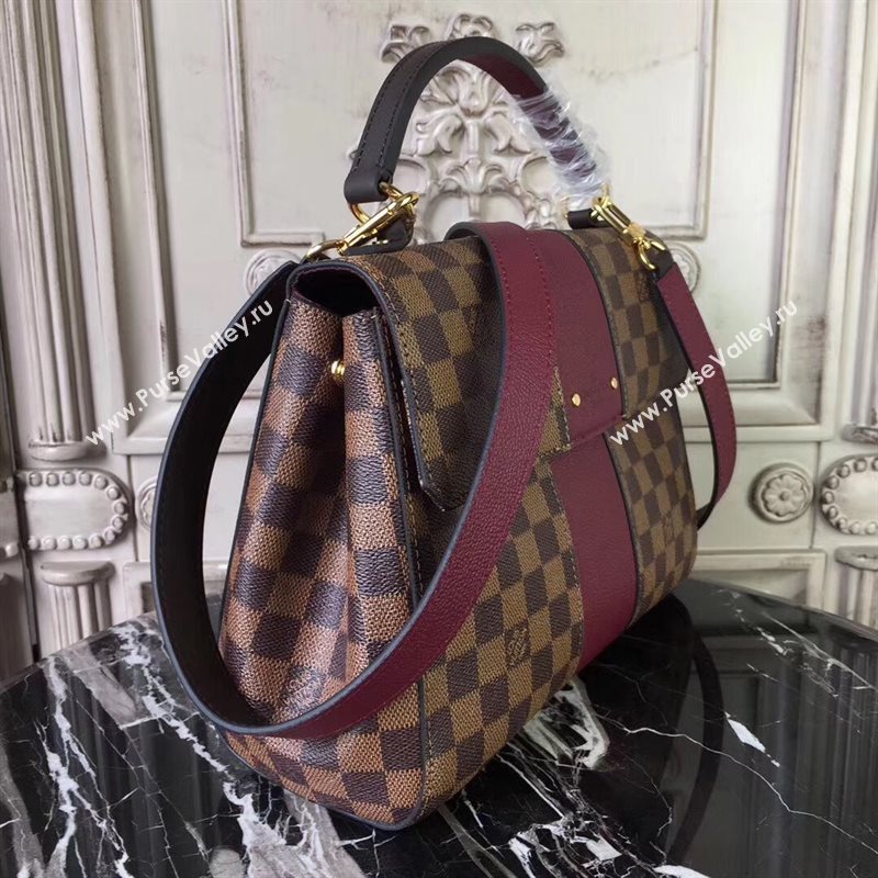 N64416 LV Louis Vuitton Damier Bond Street Bag Real Leather Handbag Maroon 6701