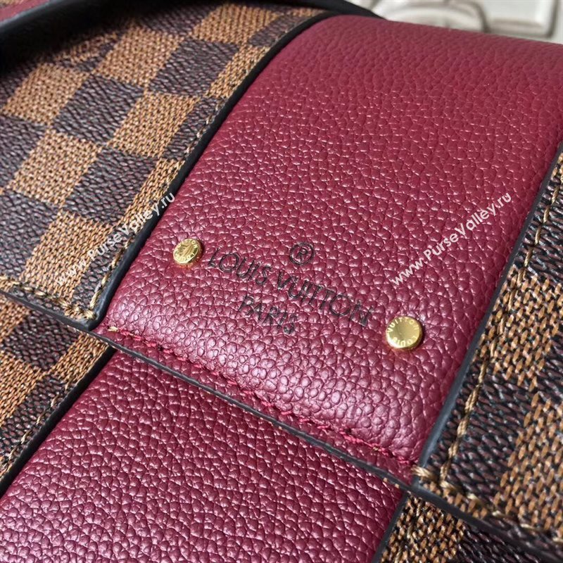 N64416 LV Louis Vuitton Damier Bond Street Bag Real Leather Handbag Maroon 6701