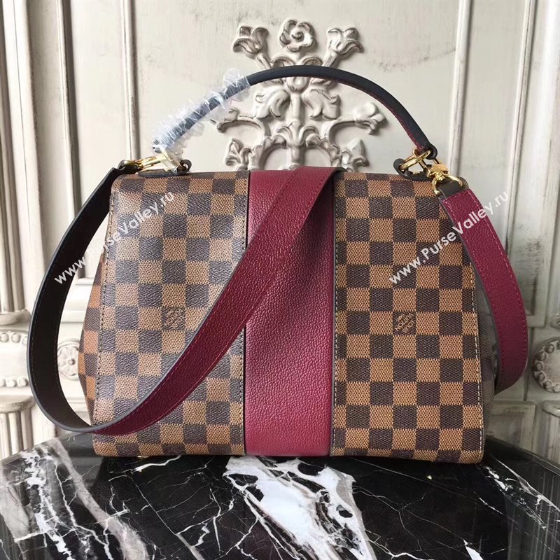 N64416 LV Louis Vuitton Damier Bond Street Bag Real Leather Handbag Maroon 6701