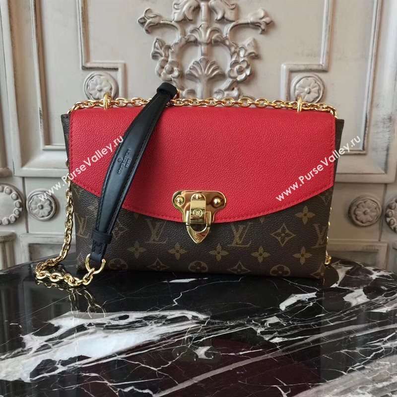 M43713 LV Louis Vuitton Monogram Saint Placide Chain Bag Real Leather Handbag Red 6703