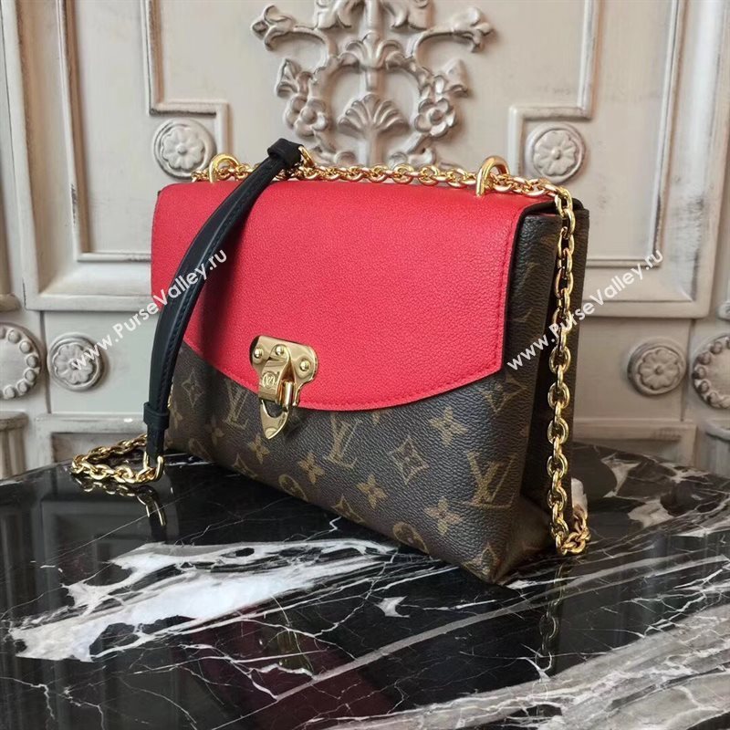 M43713 LV Louis Vuitton Monogram Saint Placide Chain Bag Real Leather Handbag Red 6703