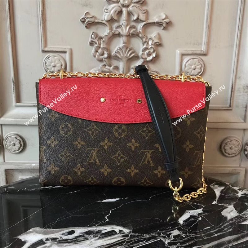 M43713 LV Louis Vuitton Monogram Saint Placide Chain Bag Real Leather Handbag Red 6703