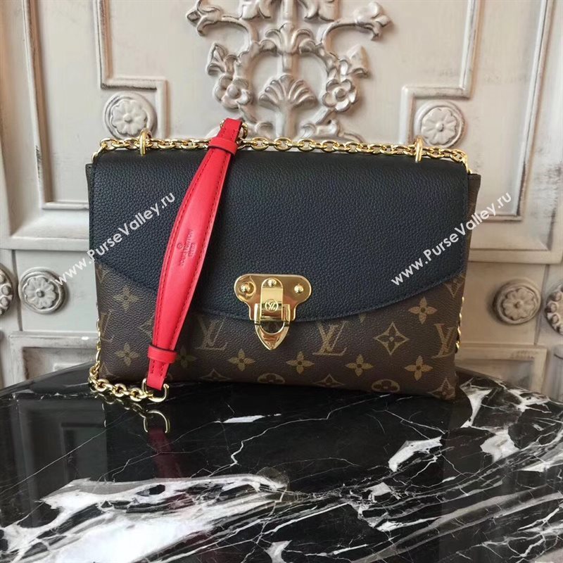 M43714 LV Louis Vuitton Monogram Saint Placide Chain Bag Real Leather Handbag Black 6704