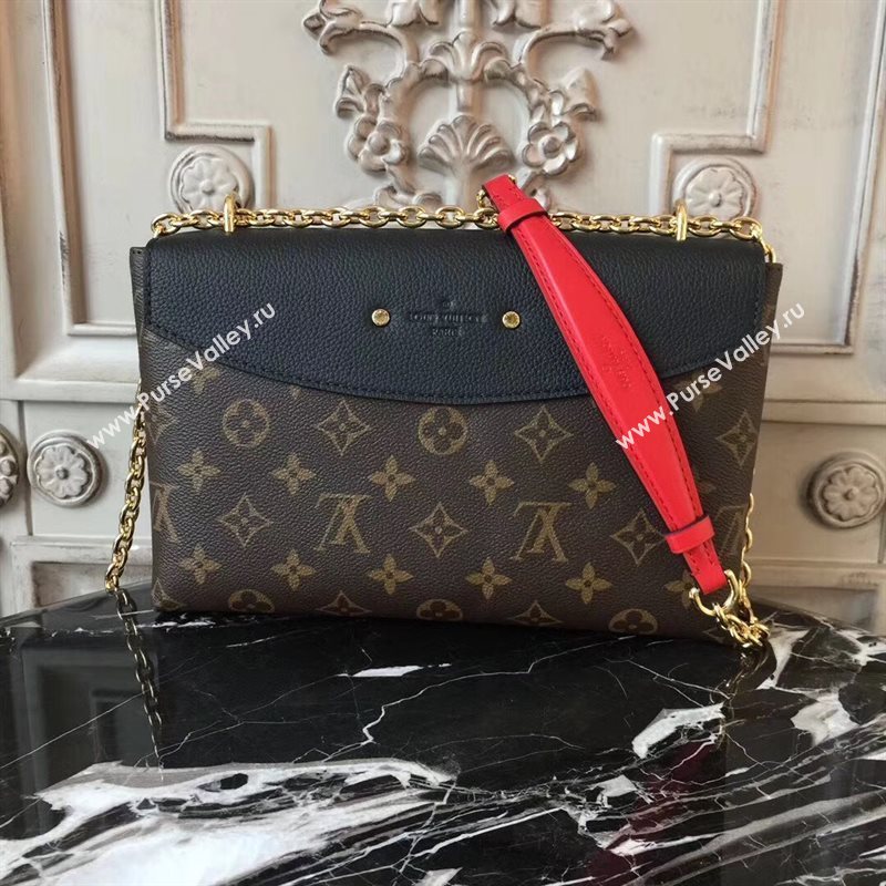 M43714 LV Louis Vuitton Monogram Saint Placide Chain Bag Real Leather Handbag Black 6704