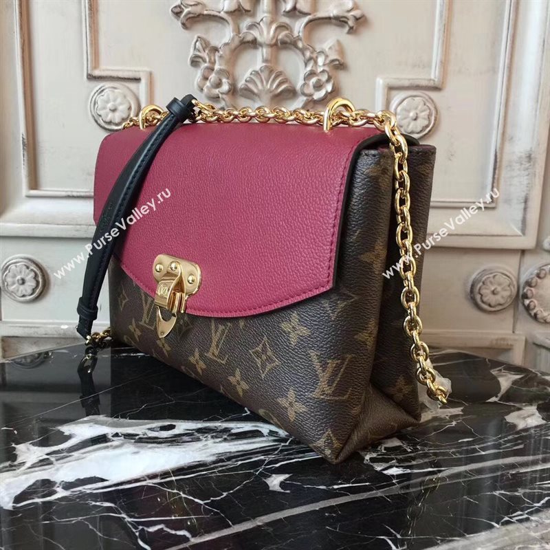 M43715 LV Louis Vuitton Monogram Saint Placide Chain Bag Real Leather Handbag Maroon 6705