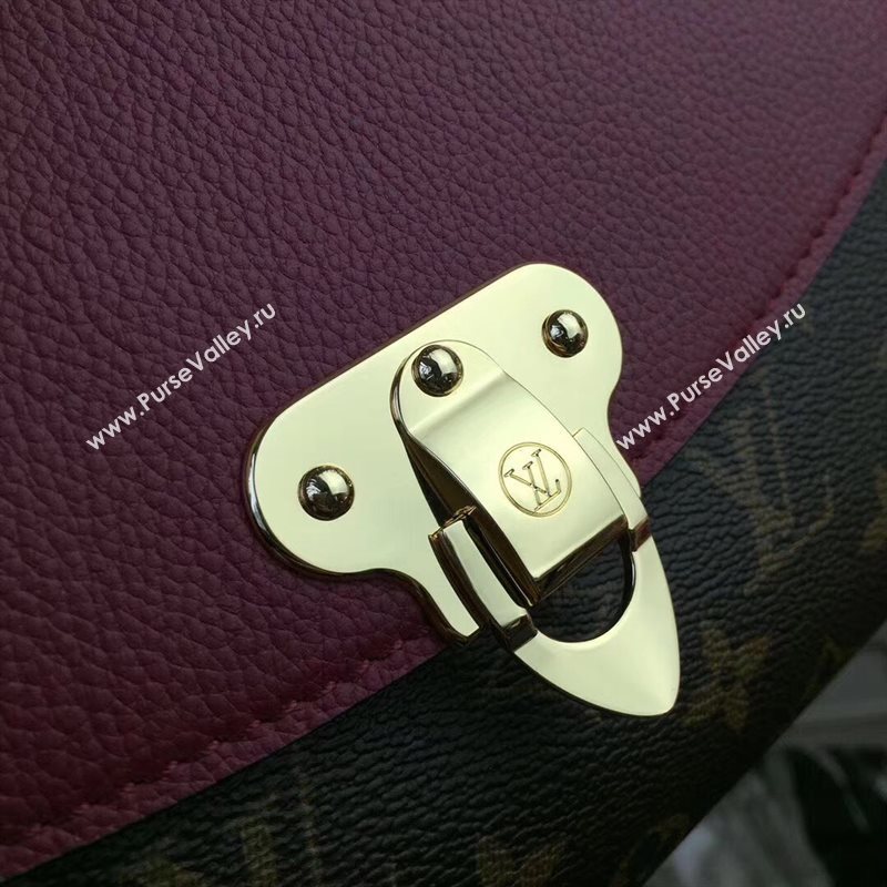 M43715 LV Louis Vuitton Monogram Saint Placide Chain Bag Real Leather Handbag Maroon 6705