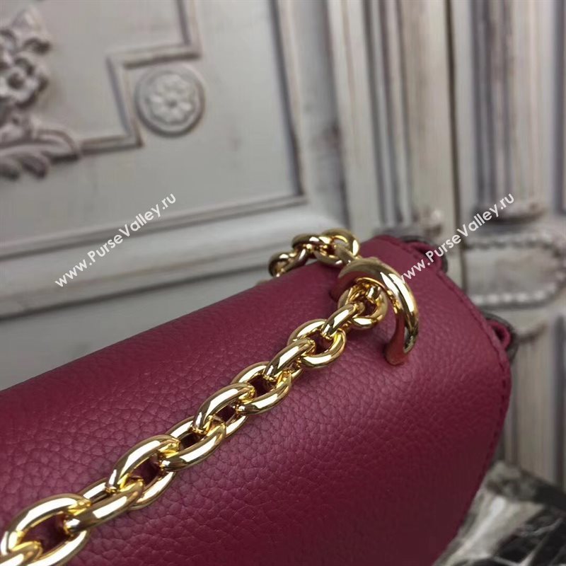M43715 LV Louis Vuitton Monogram Saint Placide Chain Bag Real Leather Handbag Maroon 6705