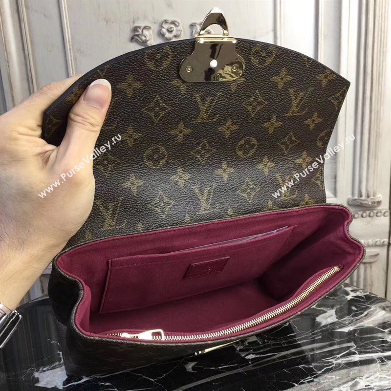 M43715 LV Louis Vuitton Monogram Saint Placide Chain Bag Real Leather Handbag Maroon 6705