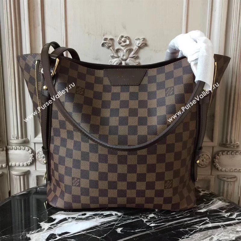 N41108 LV Louis Vuitton Damier Cabas Rivington Bag Zipper Tote Handbag Brown 6706