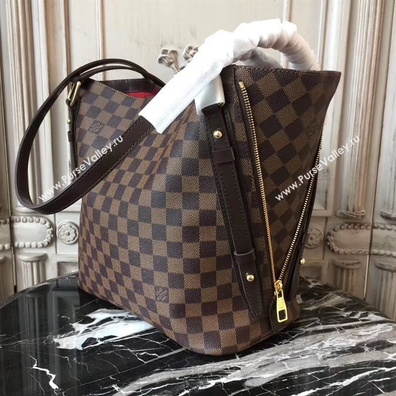 N41108 LV Louis Vuitton Damier Cabas Rivington Bag Zipper Tote Handbag Brown 6706