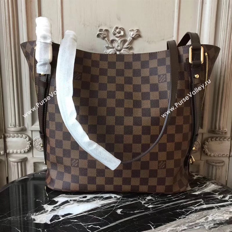 N41108 LV Louis Vuitton Damier Cabas Rivington Bag Zipper Tote Handbag Brown 6706