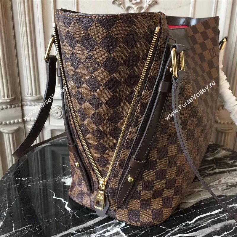 N41108 LV Louis Vuitton Damier Cabas Rivington Bag Zipper Tote Handbag Brown 6706