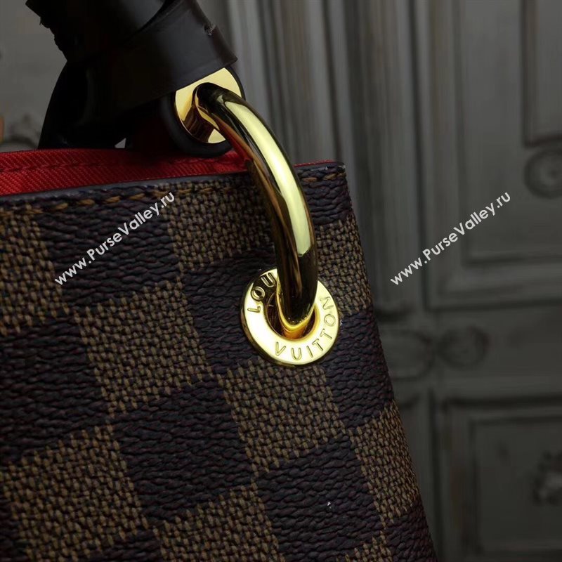 N44044 LV Louis Vuitton Shopping Cabas Bag Damier Tote Handbag Small Red 6717