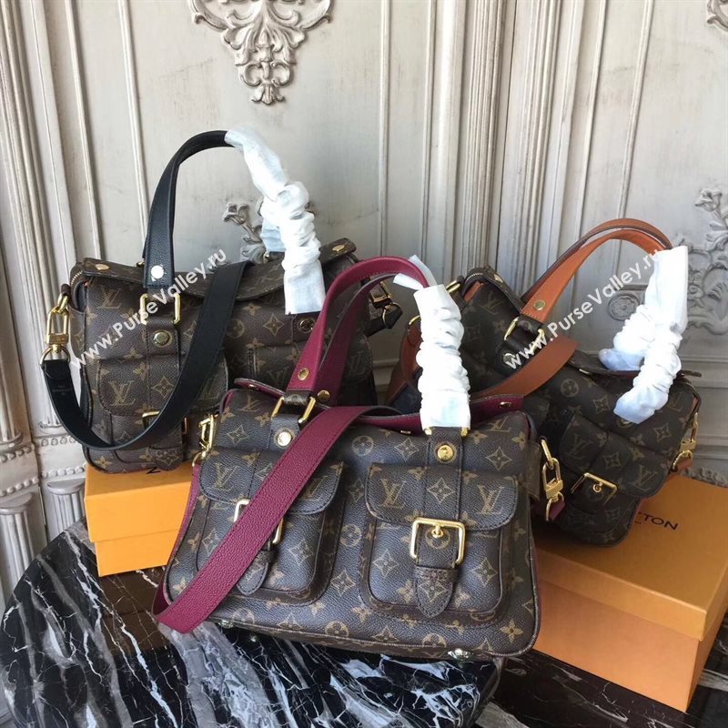 M43481 LV Louis Vuitton Manhattan Bag Monogram Tote Handbag Orange 6719