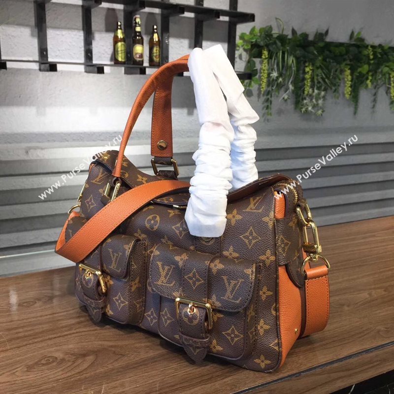 M43481 LV Louis Vuitton Manhattan Bag Monogram Tote Handbag Orange 6719