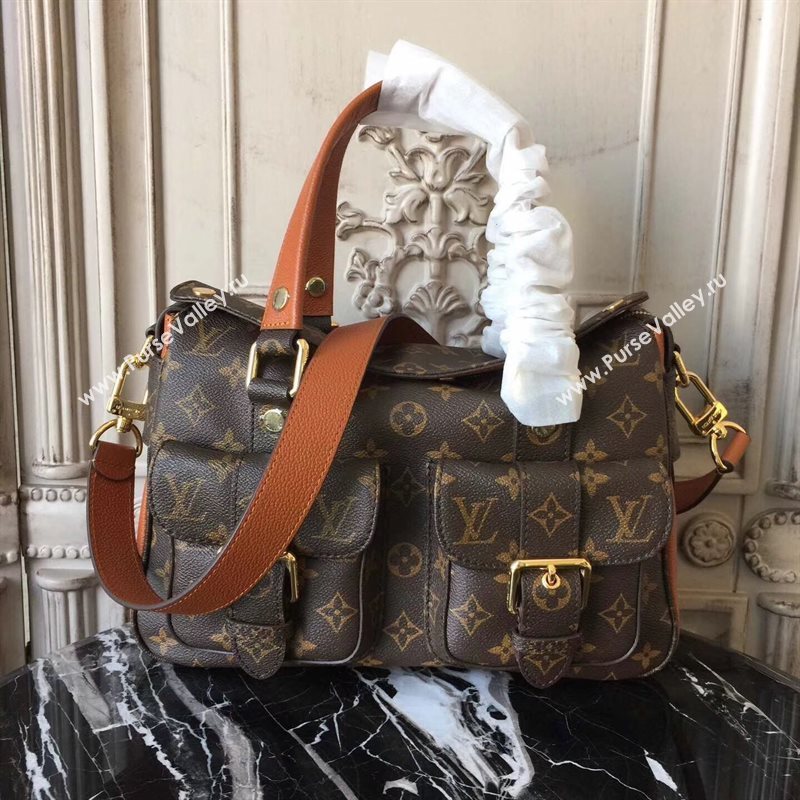 M43481 LV Louis Vuitton Manhattan Bag Monogram Tote Handbag Orange 6719